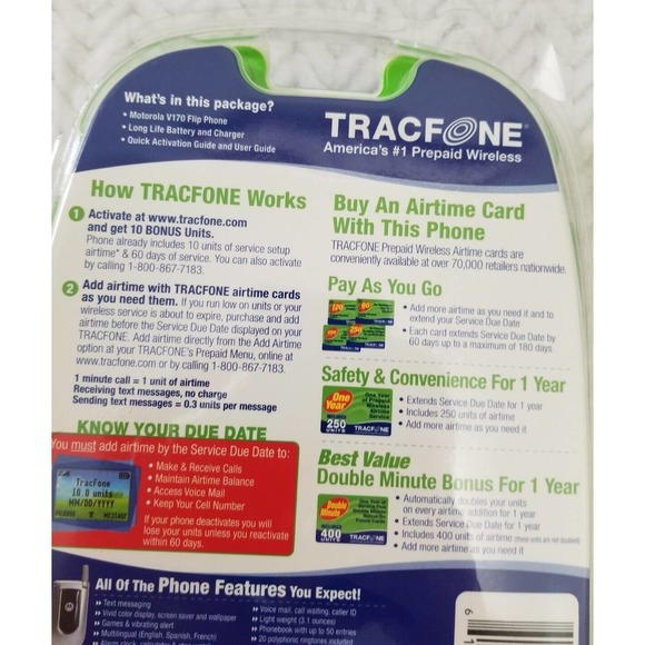 Motorola V170 Prepaid Tracfone Pay As You Go Cellular Cell Phone Factory Sealed - Picture 4 of 6